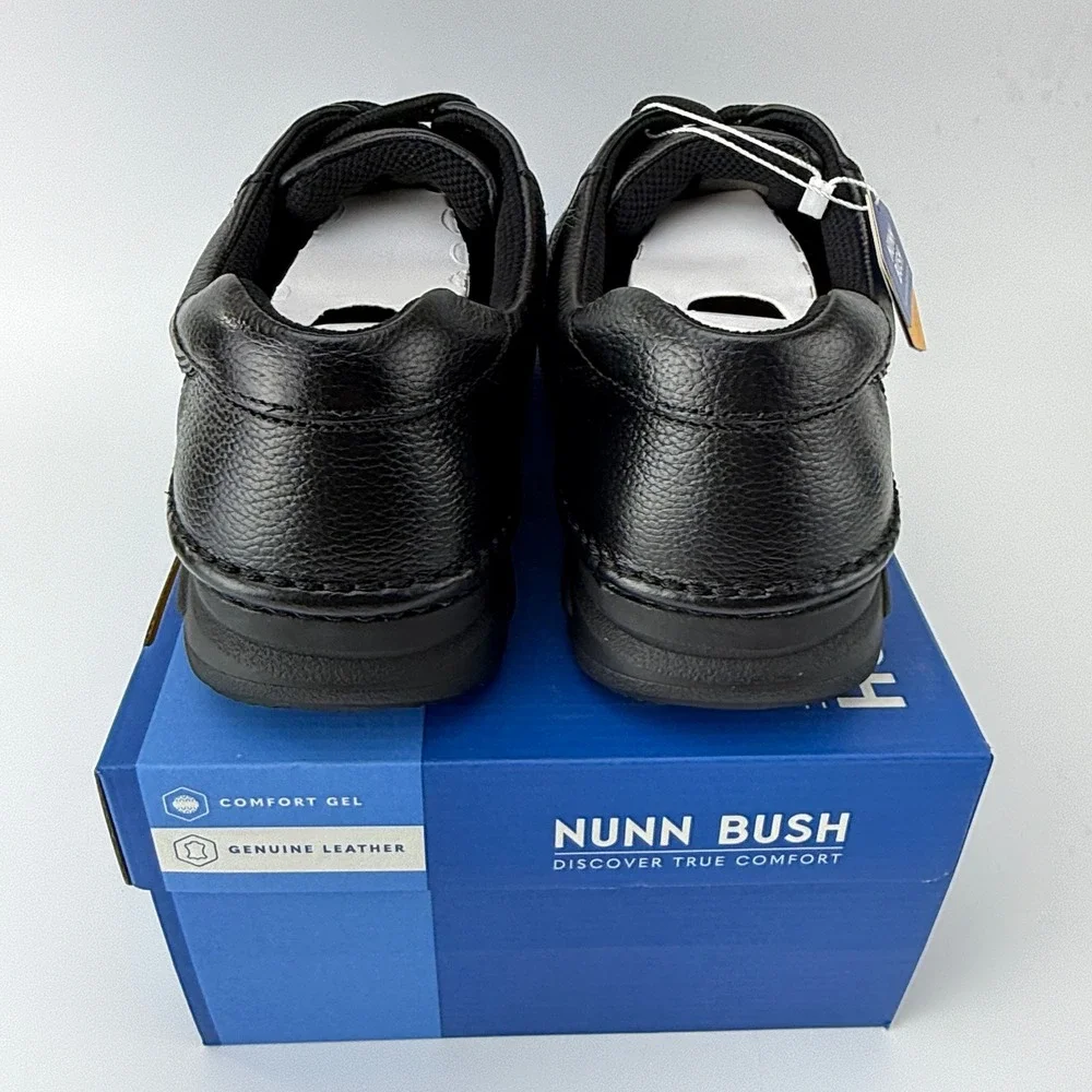 Nunn Bush Cameron Leather Comfort Gel Shoes Mens 10.5 W Black Tumble NIB